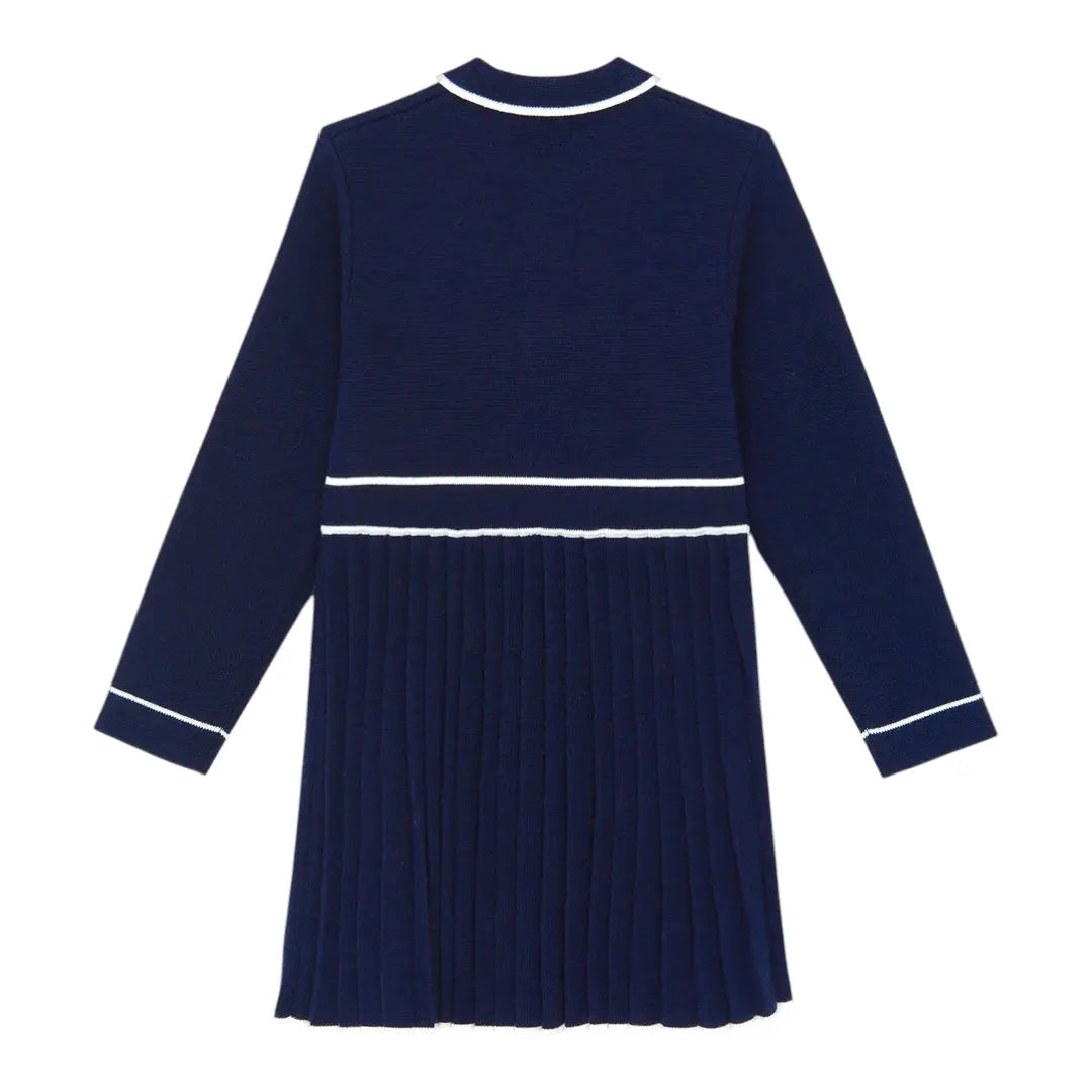 Classic Navy Pleat Dress TARTINE ET CHOCOLAT