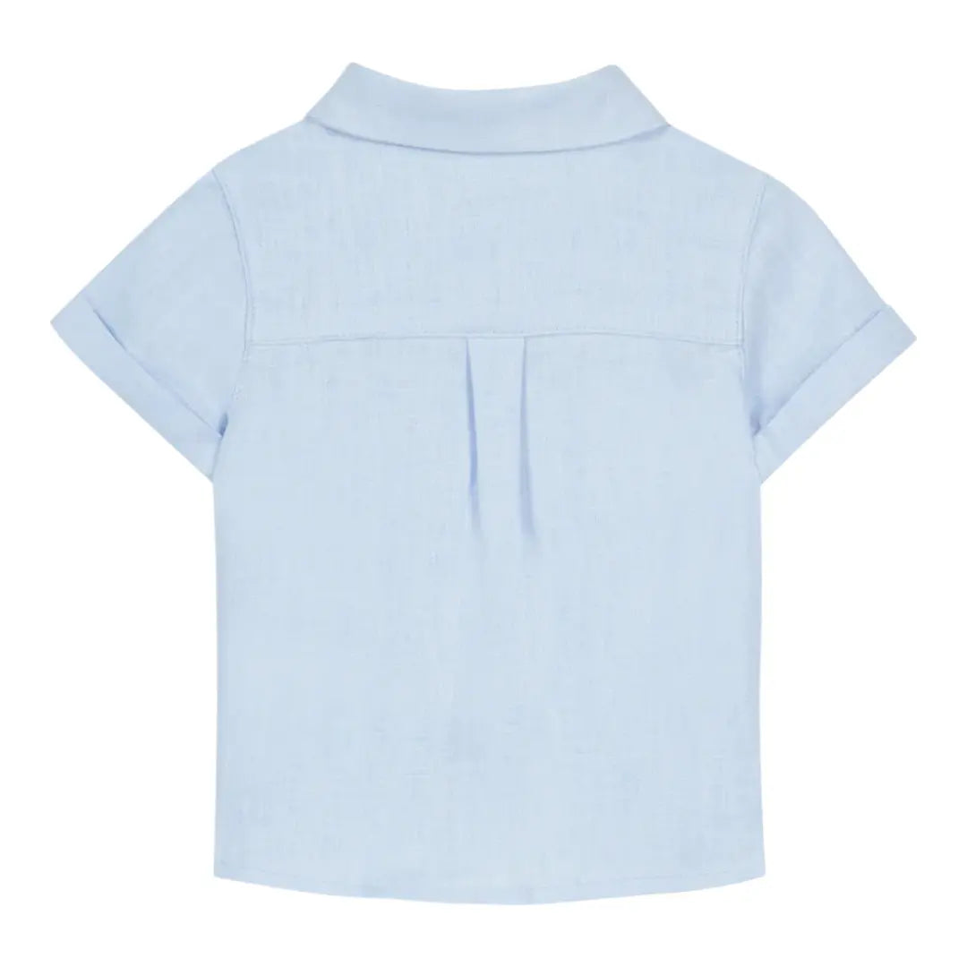 Boys Sky Blue Linen Shirt & White Linen Shorts Set TARTINE ET CHOCOLAT