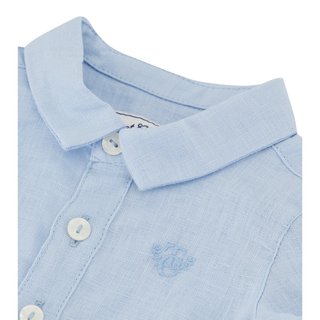 Boys Sky Blue Linen Shirt