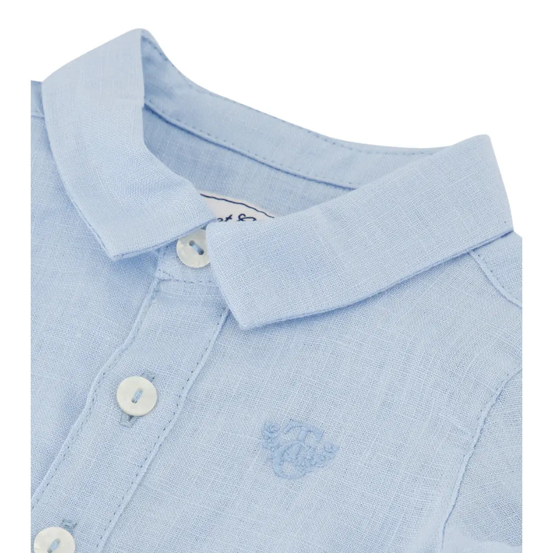 Boys Sky Blue Linen Shirt & White Linen Shorts Set TARTINE ET CHOCOLAT