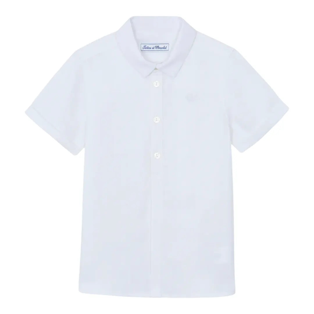 Boys White Linen Shirt & Sand Linen Ceremony Shorts Set TARTINE ET CHOCOLAT