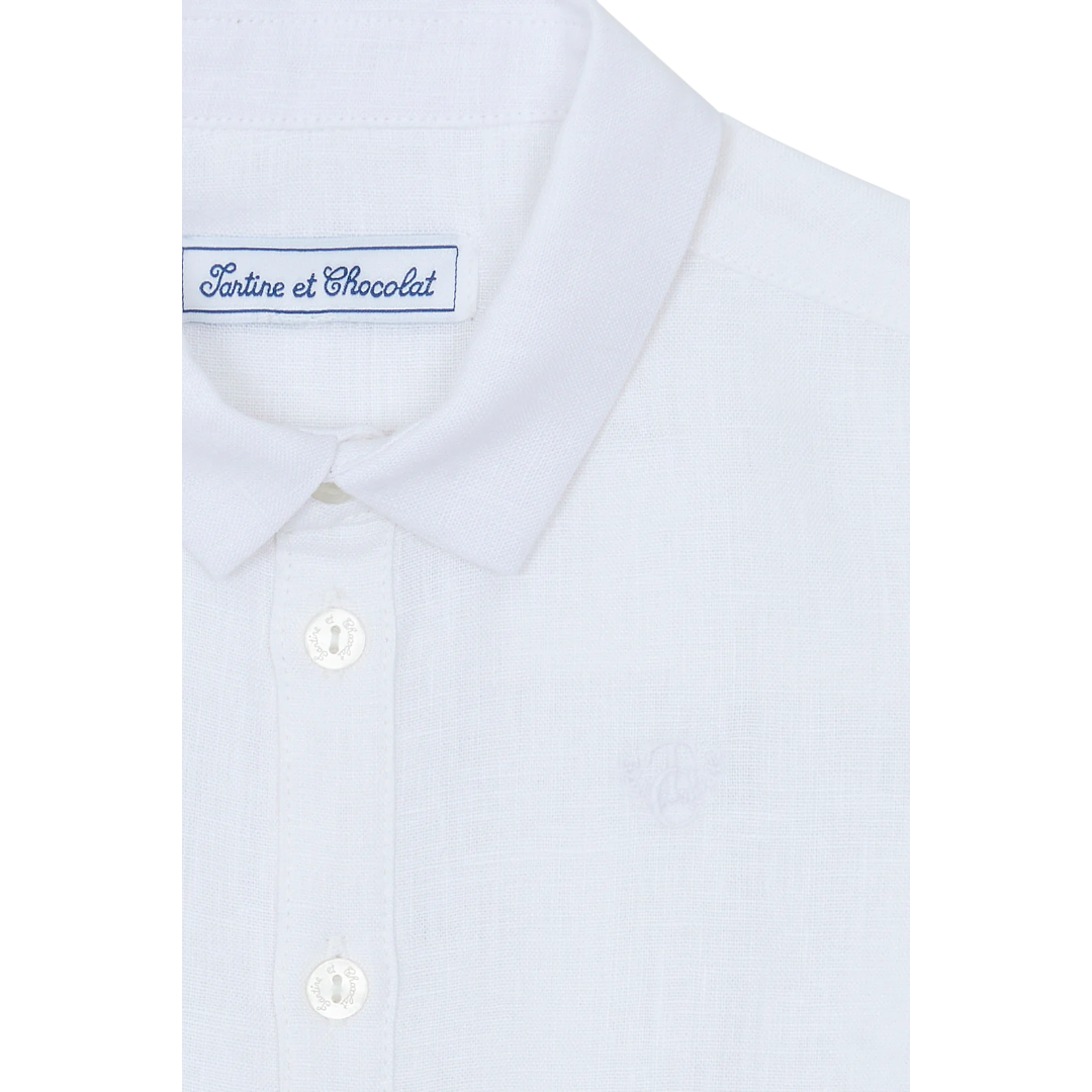 Boys White Linen Shirt & Sand Linen Ceremony Shorts Set