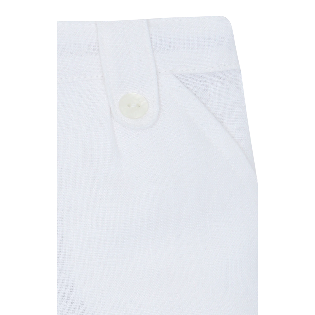 Boys White Linen Shorts