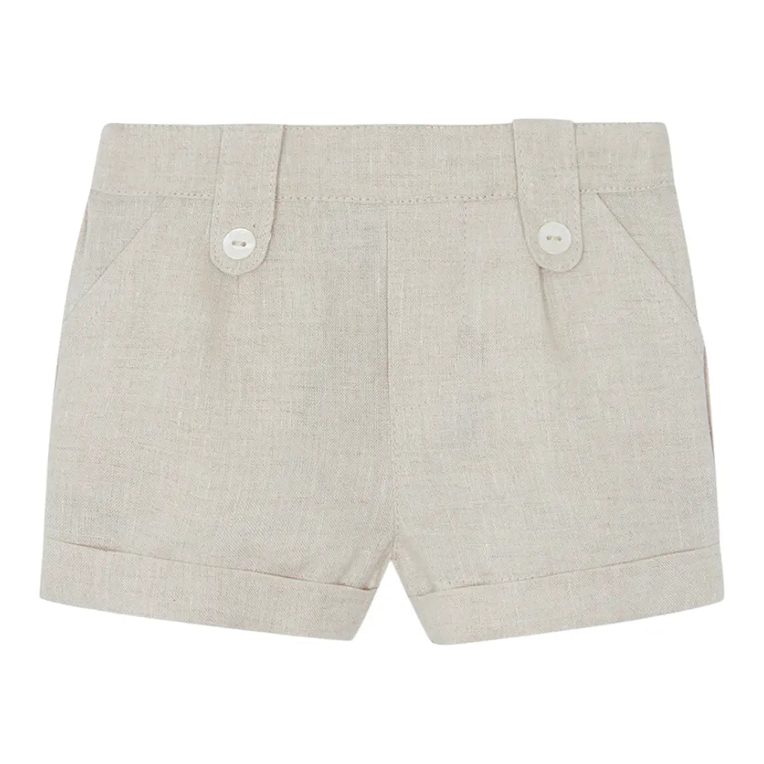 Boys White Linen Shirt & Sand Linen Shorts Set TARTINE ET CHOCOLAT