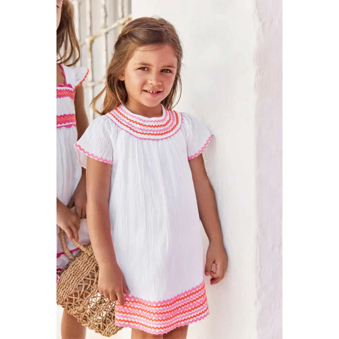 Girls White Cotton Summer Dress TARTINE ET CHOCOLAT
