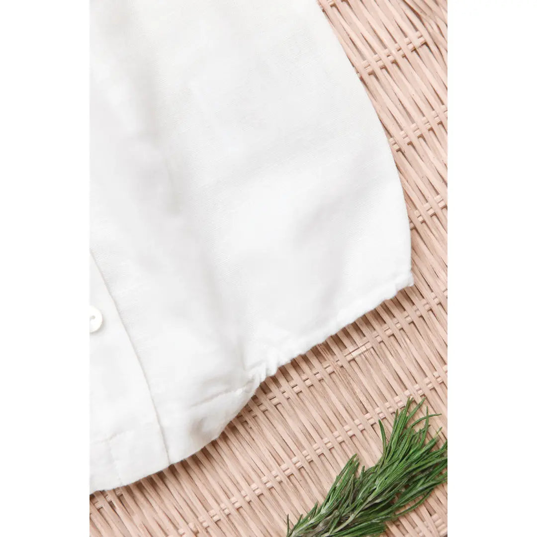 Baby Ecru Linen & Cotton Smocked Short Jumpsuit TARTINE ET CHOCOLAT
