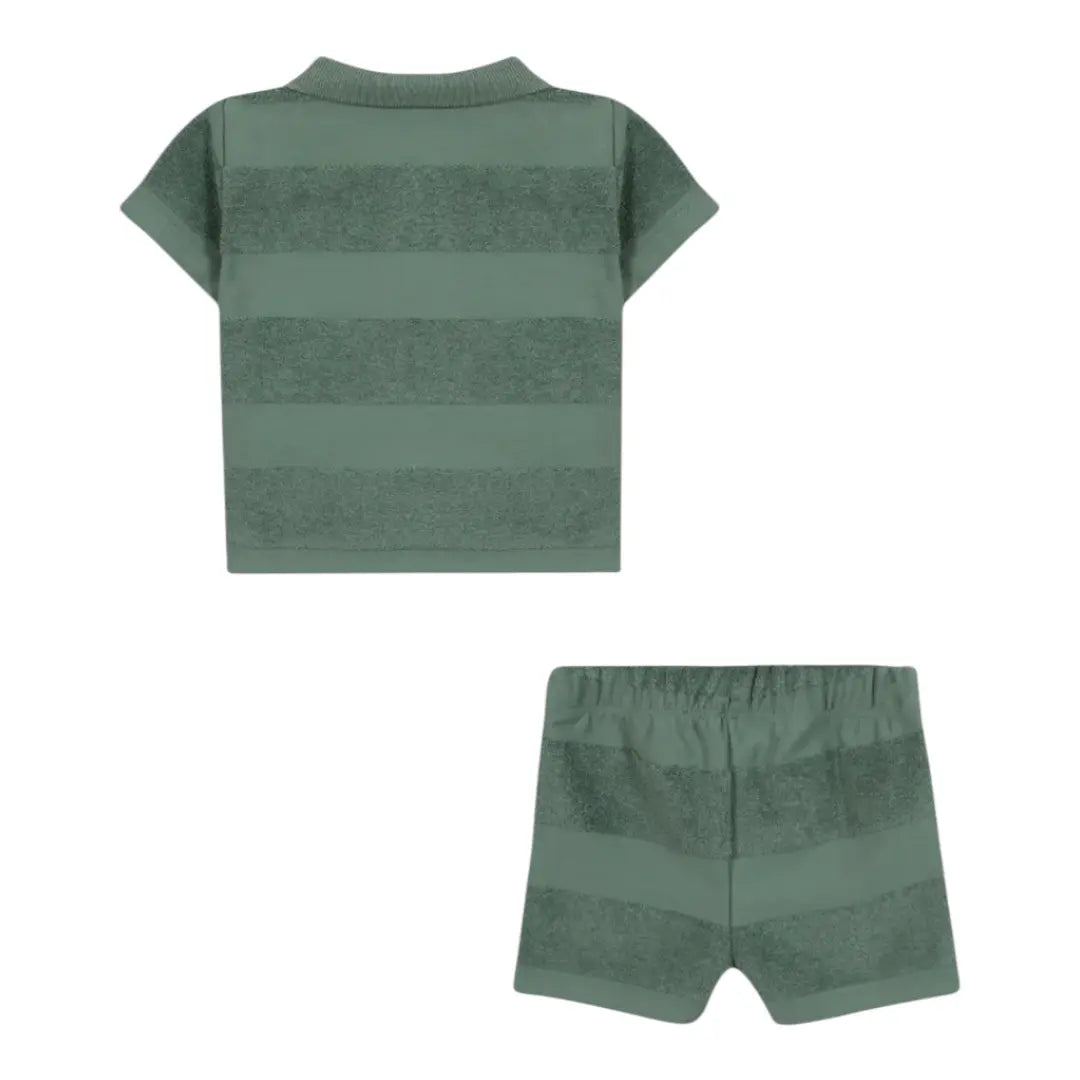 Boys Khaki Striped T-Shirt & Shorts Set TARTINE ET CHOCOLAT