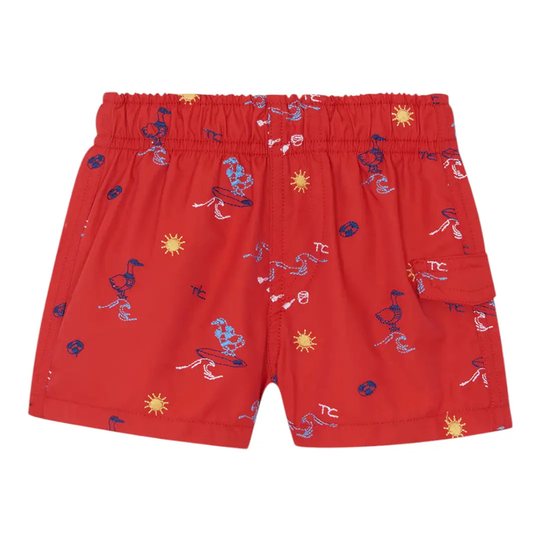 Boys Red Surfer Print Swim Shorts TARTINE ET CHOCOLAT