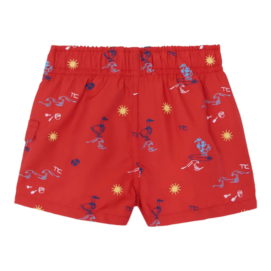 Boys Red Surfer Print Swim Shorts TARTINE ET CHOCOLAT