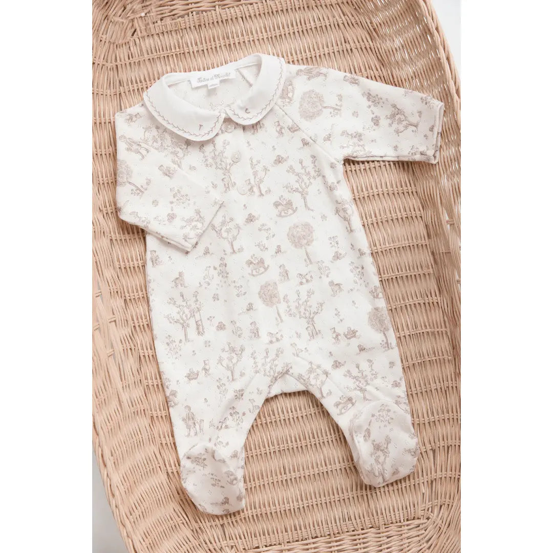 Baby Ecru Fantasy Garden Cotton Romper TARTINE ET CHOCOLAT