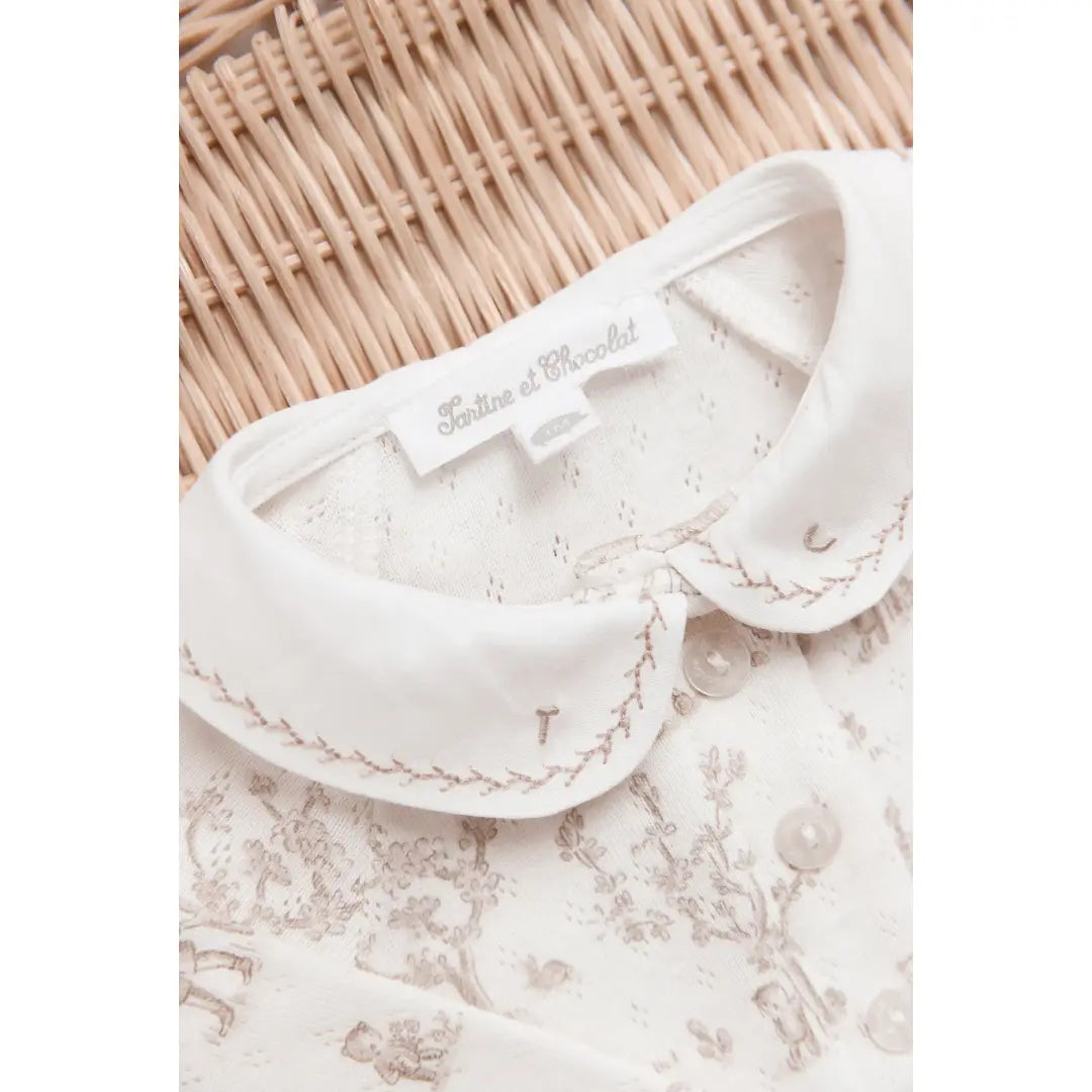 Baby Ecru Fantasy Garden Cotton Romper TARTINE ET CHOCOLAT