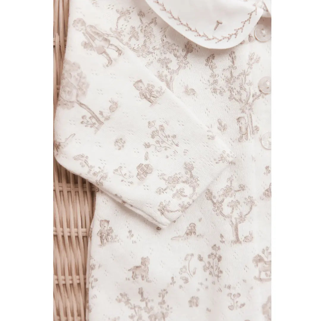 Baby Ecru Fantasy Garden Cotton Romper TARTINE ET CHOCOLAT