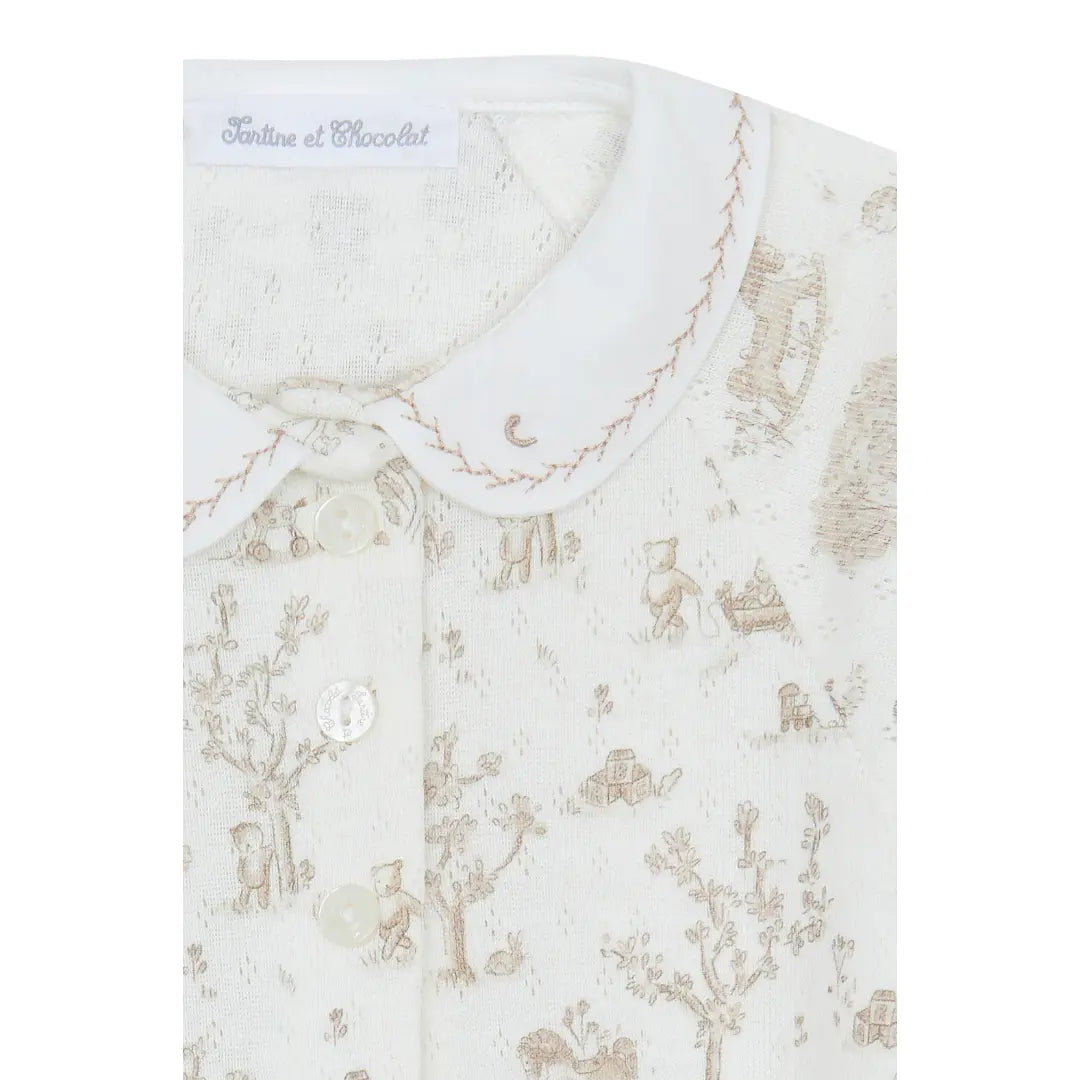 Baby Ecru Fantasy Garden Cotton Romper TARTINE ET CHOCOLAT