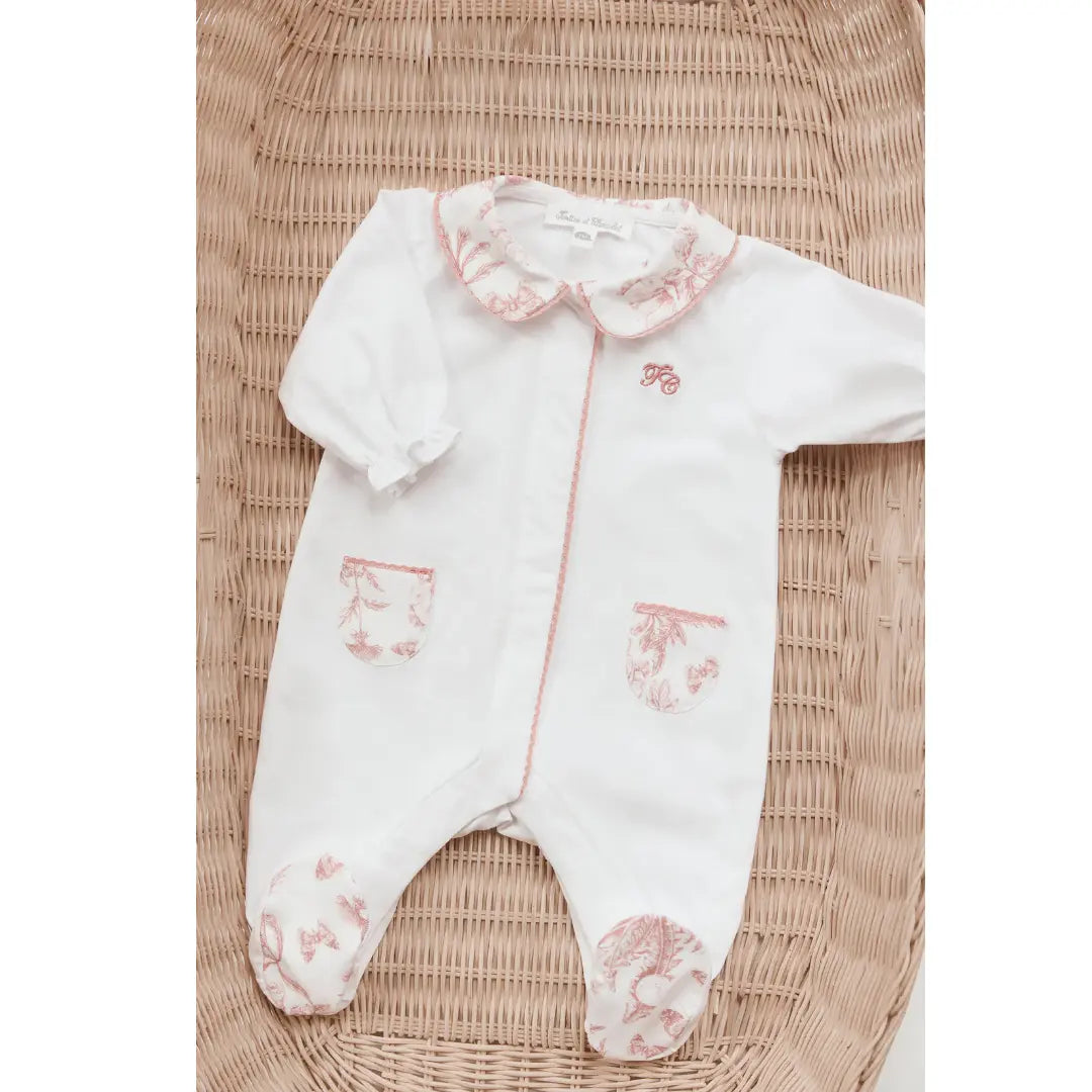 Baby Girls Terracotta Toile de Jouy Cotton Romper TARTINE ET CHOCOLAT