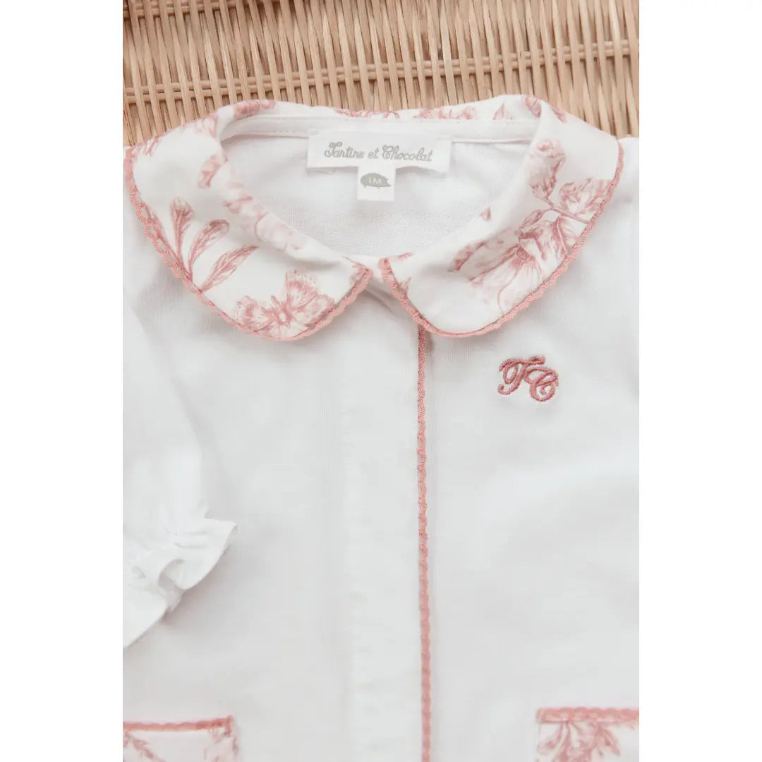 Baby Girls Terracotta Toile de Jouy Cotton Romper TARTINE ET CHOCOLAT