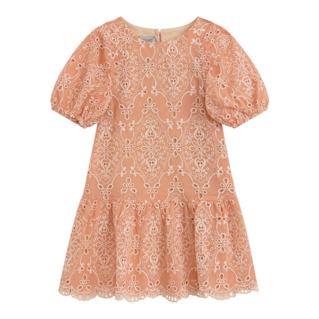 Girls Peach Blossom Embroidered Dress