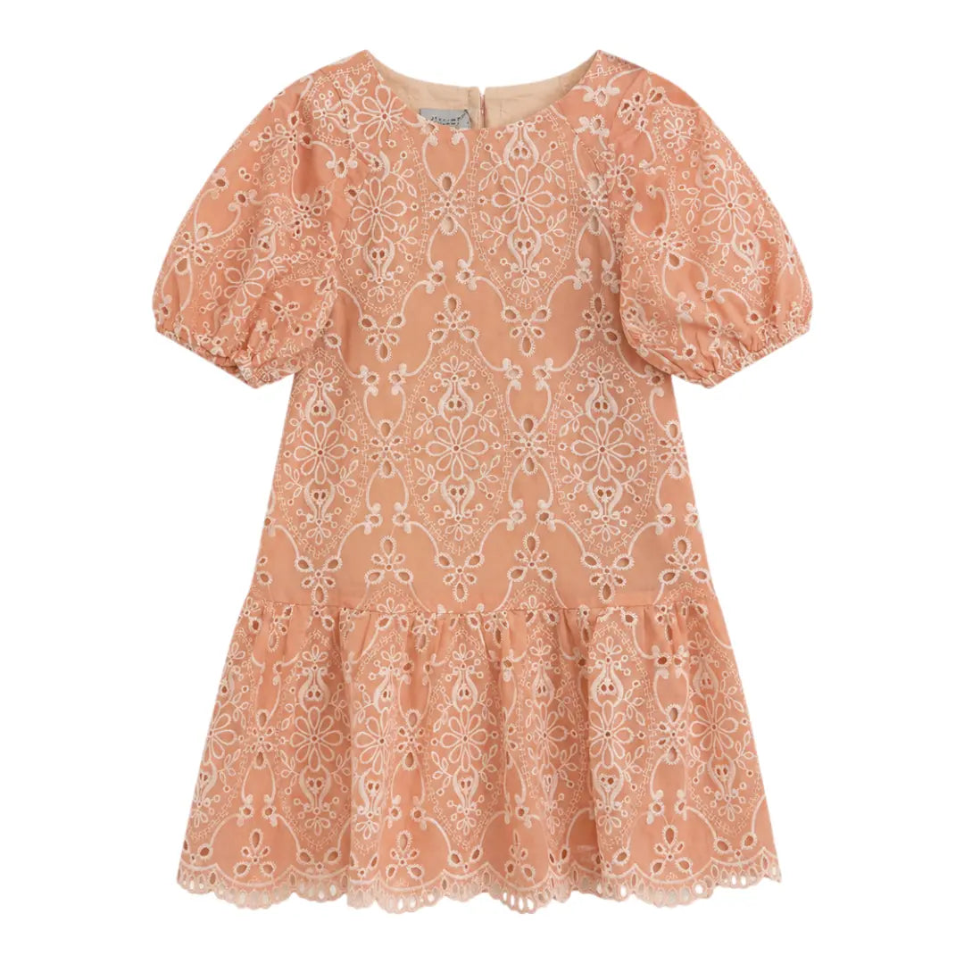 Girls Peach Blossom Embroidered Dress YELL OH!