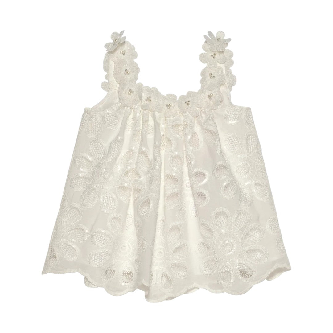 Layla Lace Top & Pants - Snow White