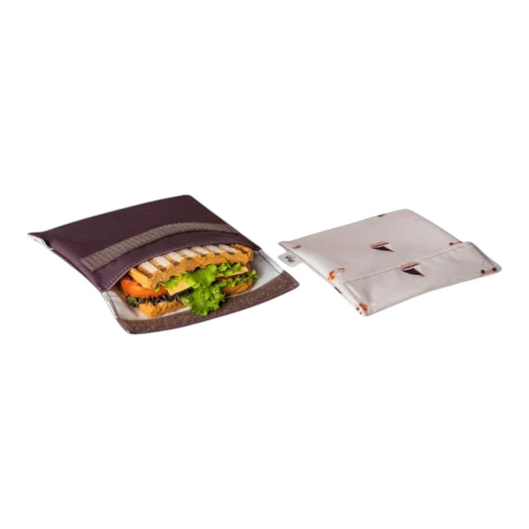 Reusable Sandwich Bag - Set of 2 - Vehicles/Plum