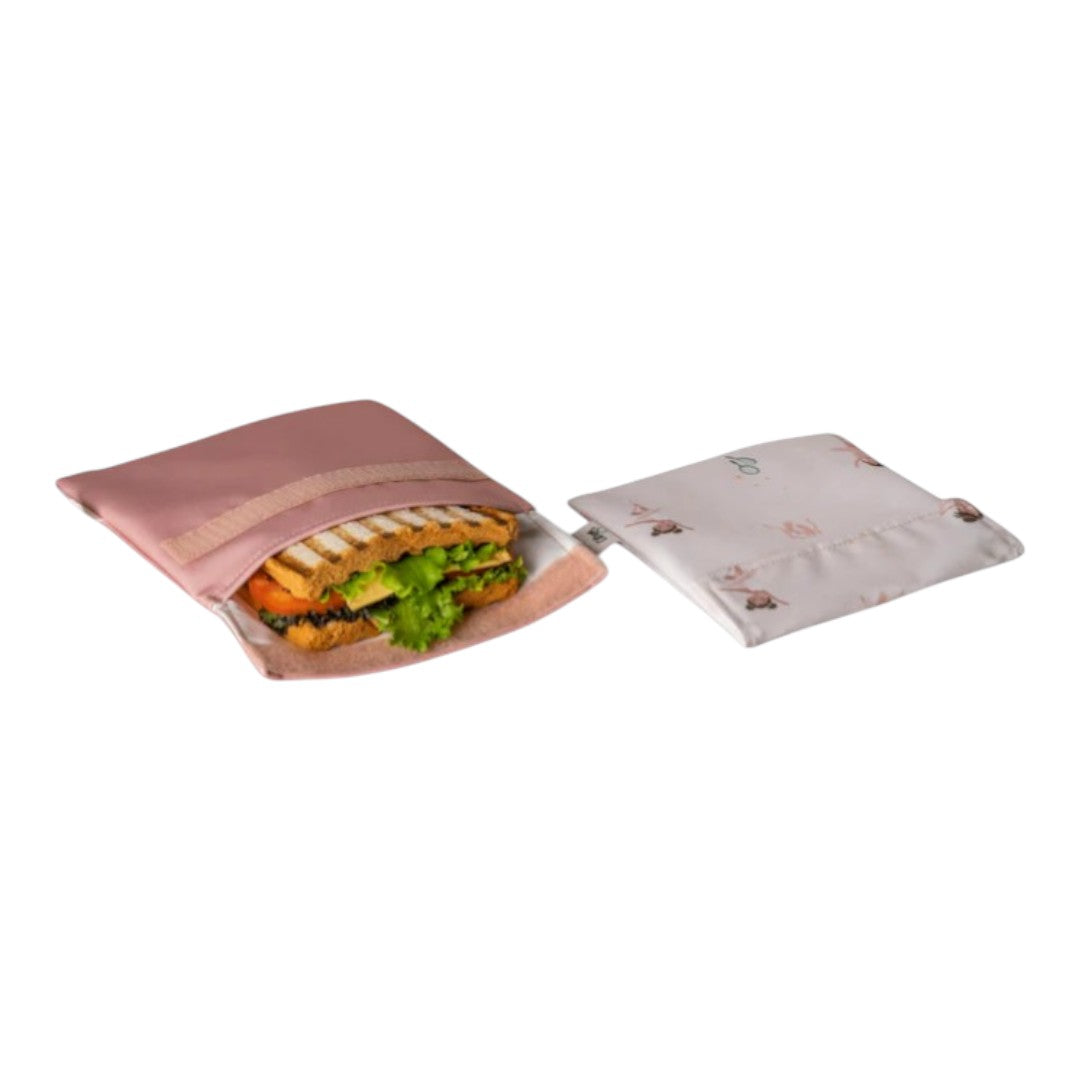 Reusable Sandwich Bag - Set of 2 - Ballerina/Blush Pink