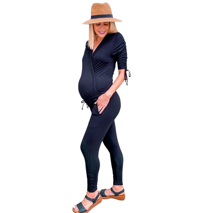 Alexa Wrap Front Maternity & Nursing Jumpsuit