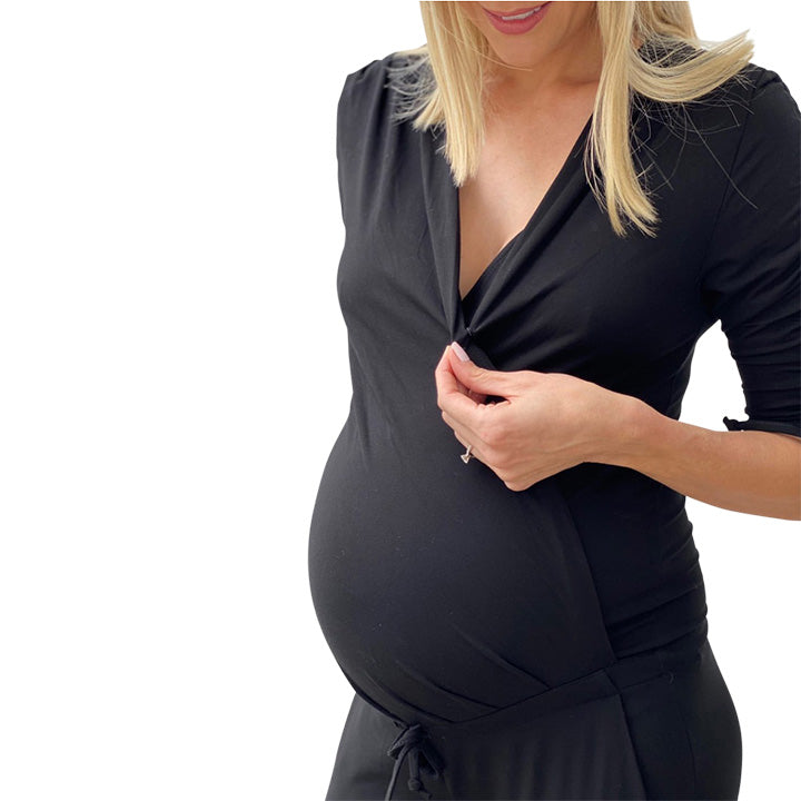 Alexa Wrap Front Maternity & Nursing Jumpsuit