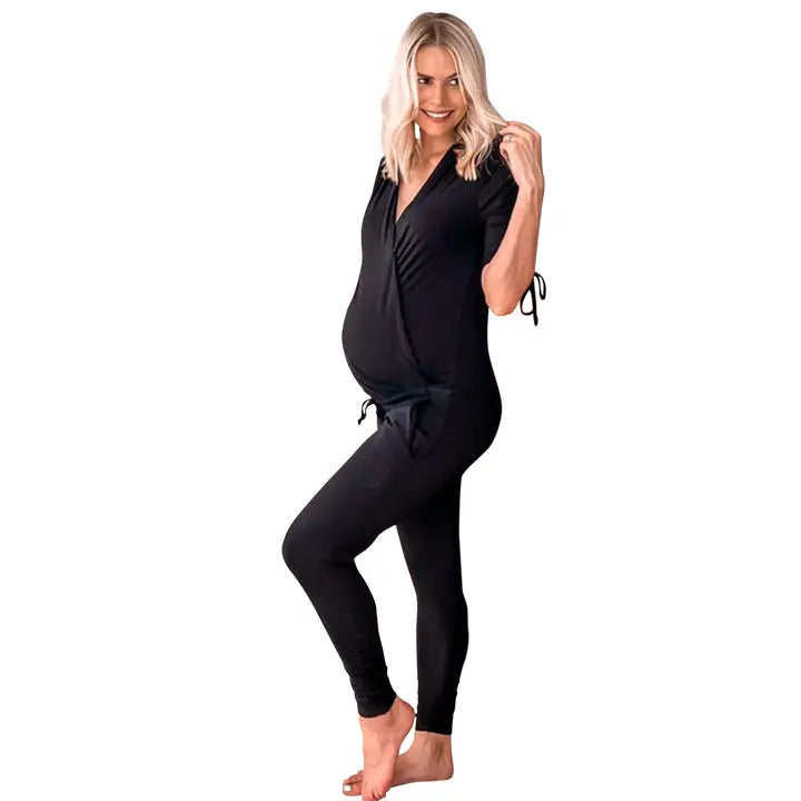 Alexa Wrap Front Maternity & Nursing Jumpsuit MAMA MUSE