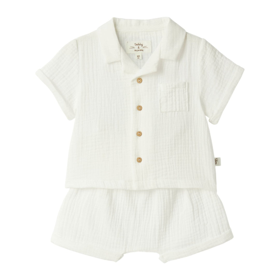 Organic Cotton Two Piece Shorts Set - White