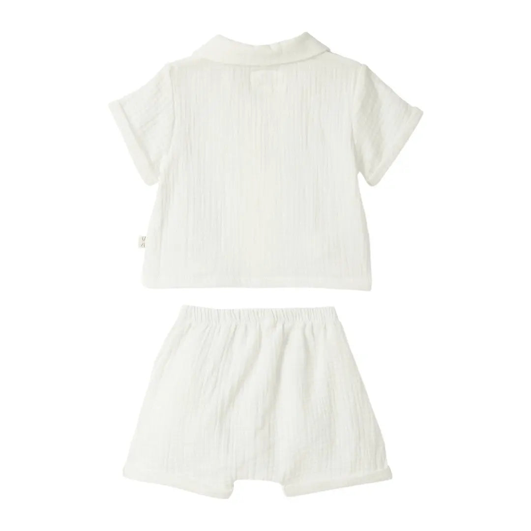 Organic Cotton Two Piece Shorts Set - White TEDDY & MINOU