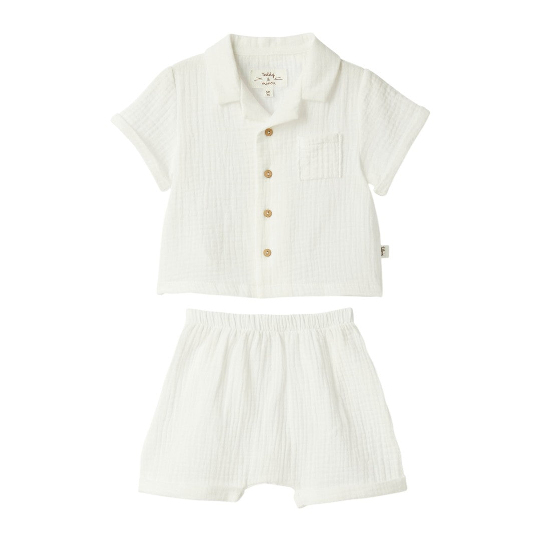 Organic Cotton Two Piece Shorts Set - White