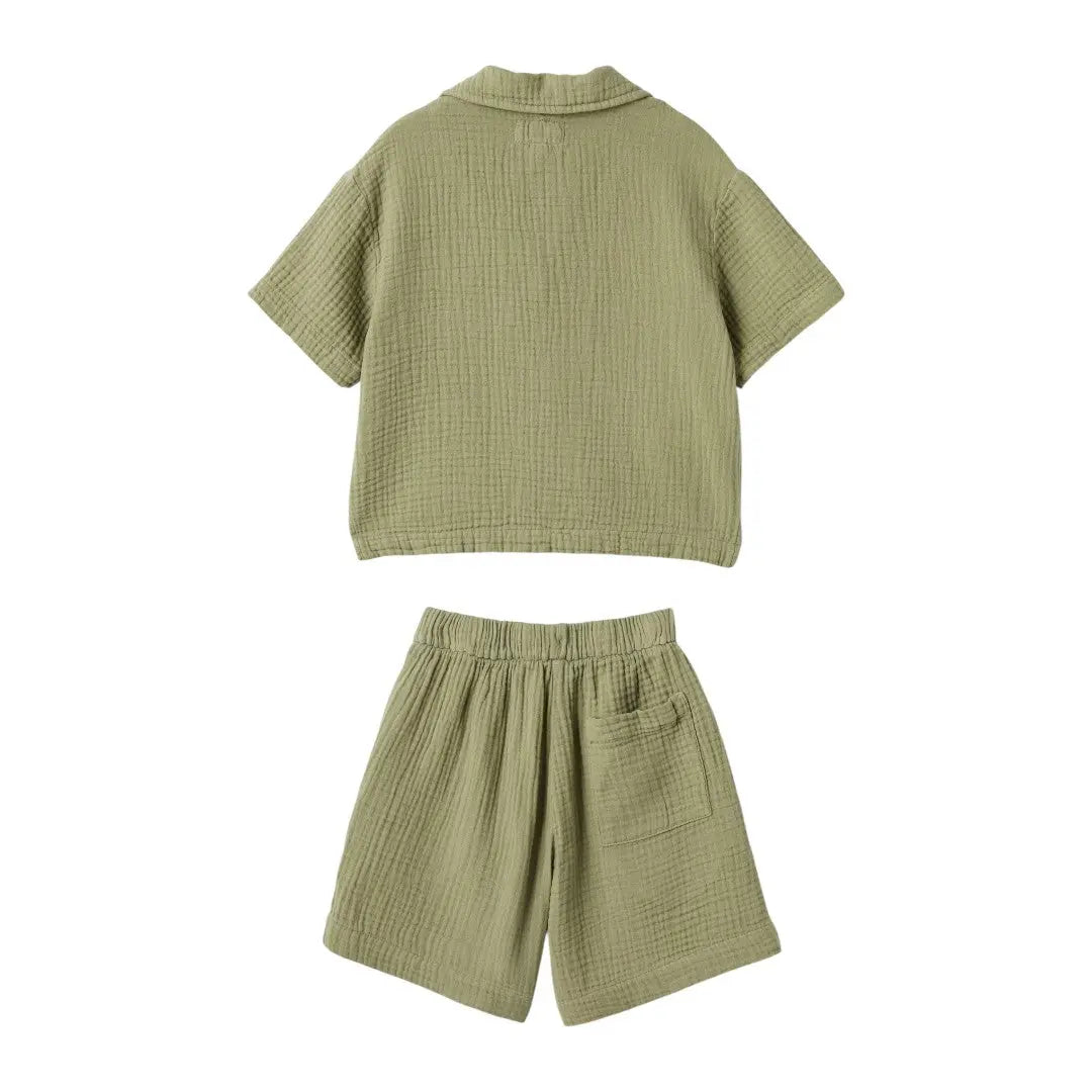 Organic Cotton Two Piece Set - Sage Green TEDDY & MINOU