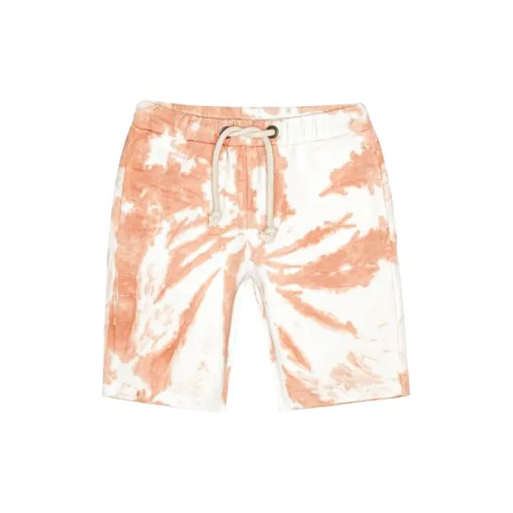 Round Neck Shirt & Short - Orange White LITTLE HEDONIST