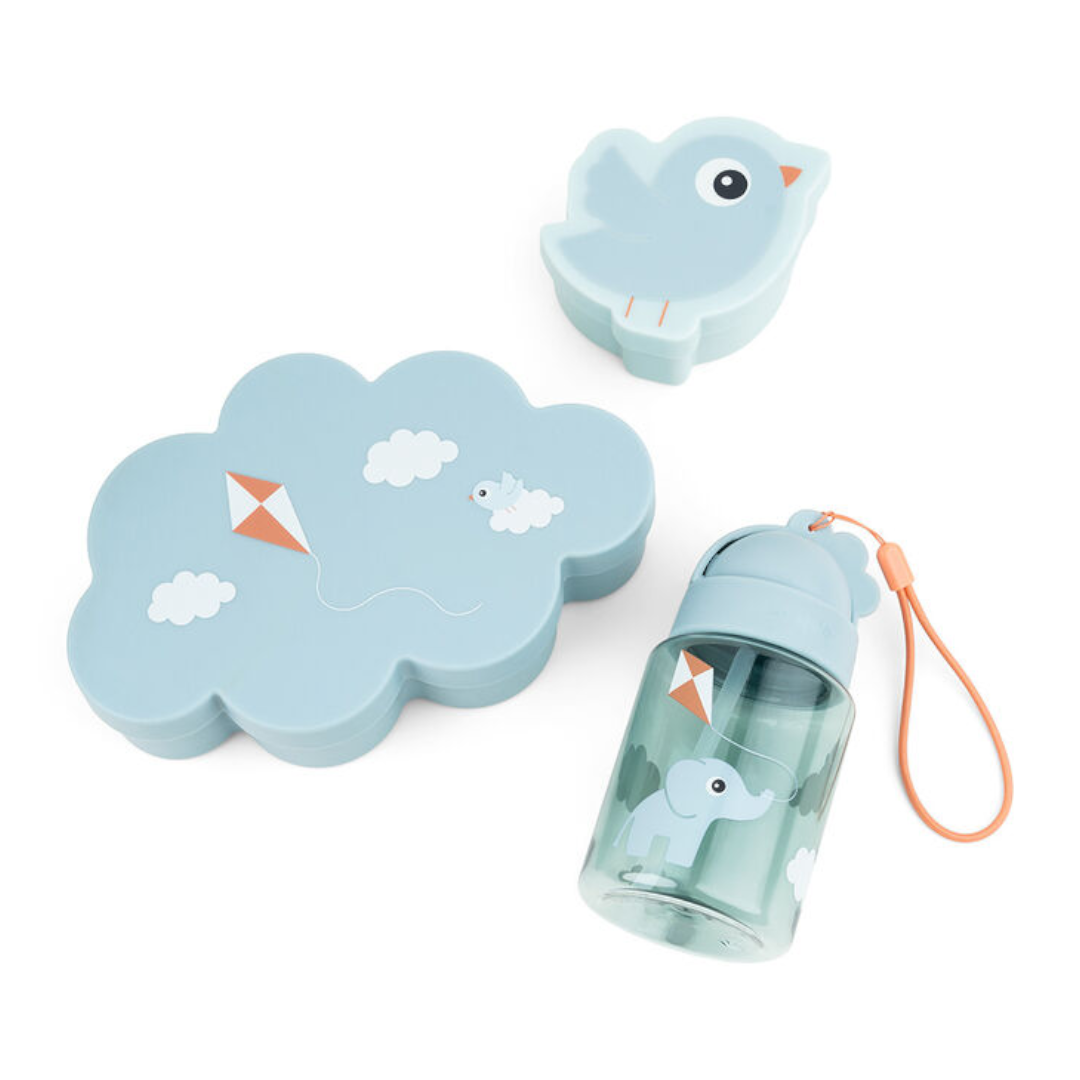Lunch & Snack Box with Straw Bottle Blue