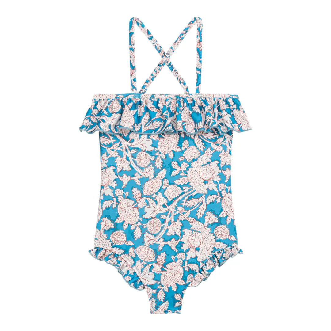 Jovana Blue Mountain Avens One-Piece Swimsuit for Girls LOUISE MISHA