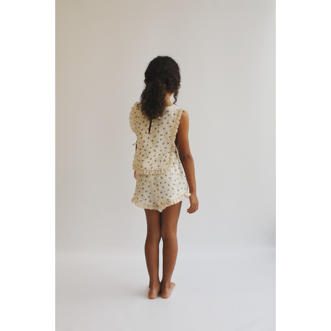 Girls Flower Print Top & Shorts Set