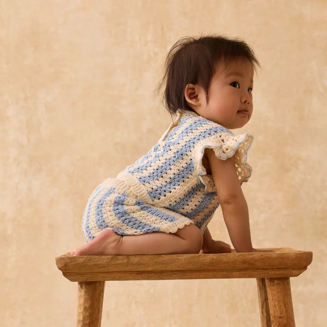 Lyse Knit Top & Mekylane Blue Striped Shorts Set for Girls LOUISE MISHA