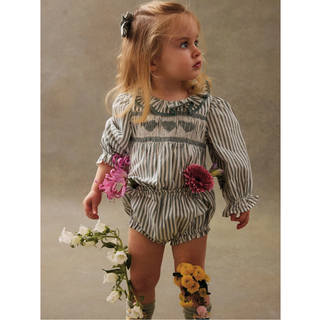 Almond Stripes Baby Blouse Antonella & Bloomers