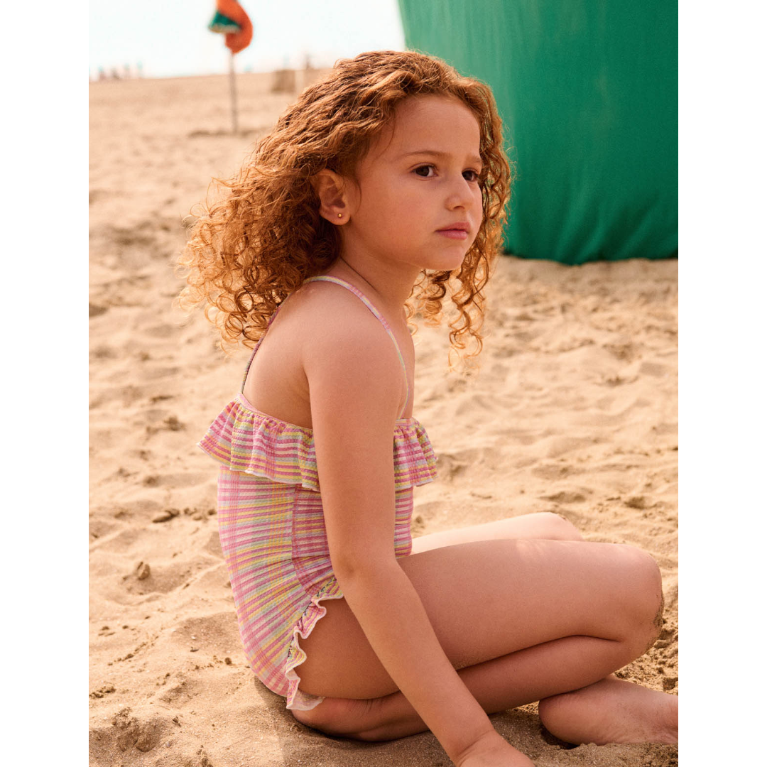 Jovana Pink Island Checks One-Piece Swimsuit for Girls