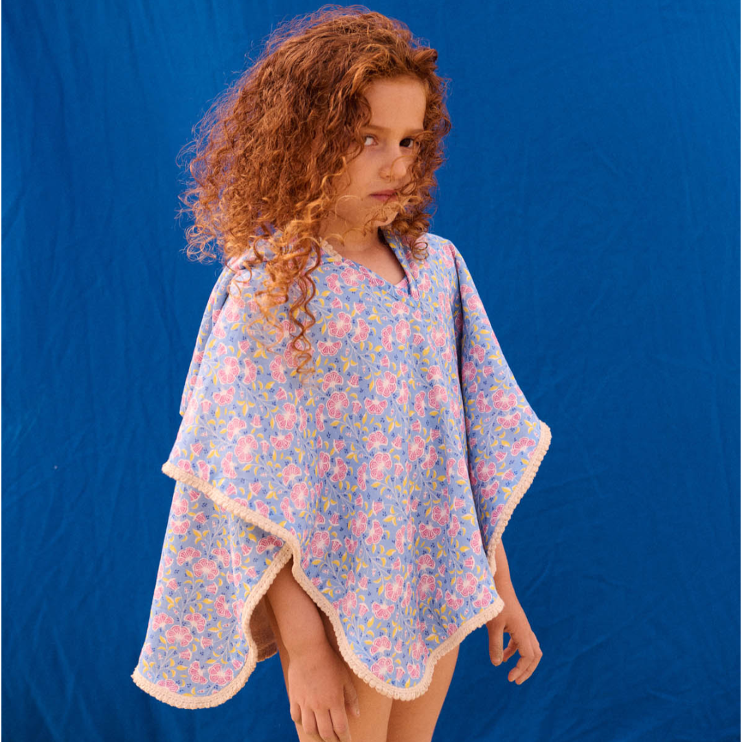 Mael Blue Hibiscus Bay Beach Cape for Girls