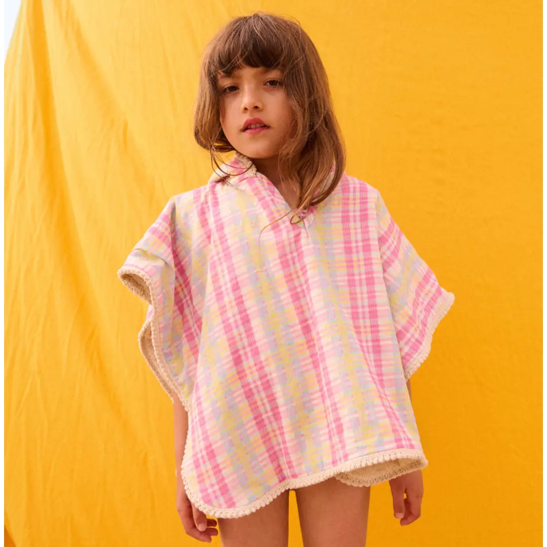 Mael Pink Island Check Beach Cape for Girls LOUISE MISHA