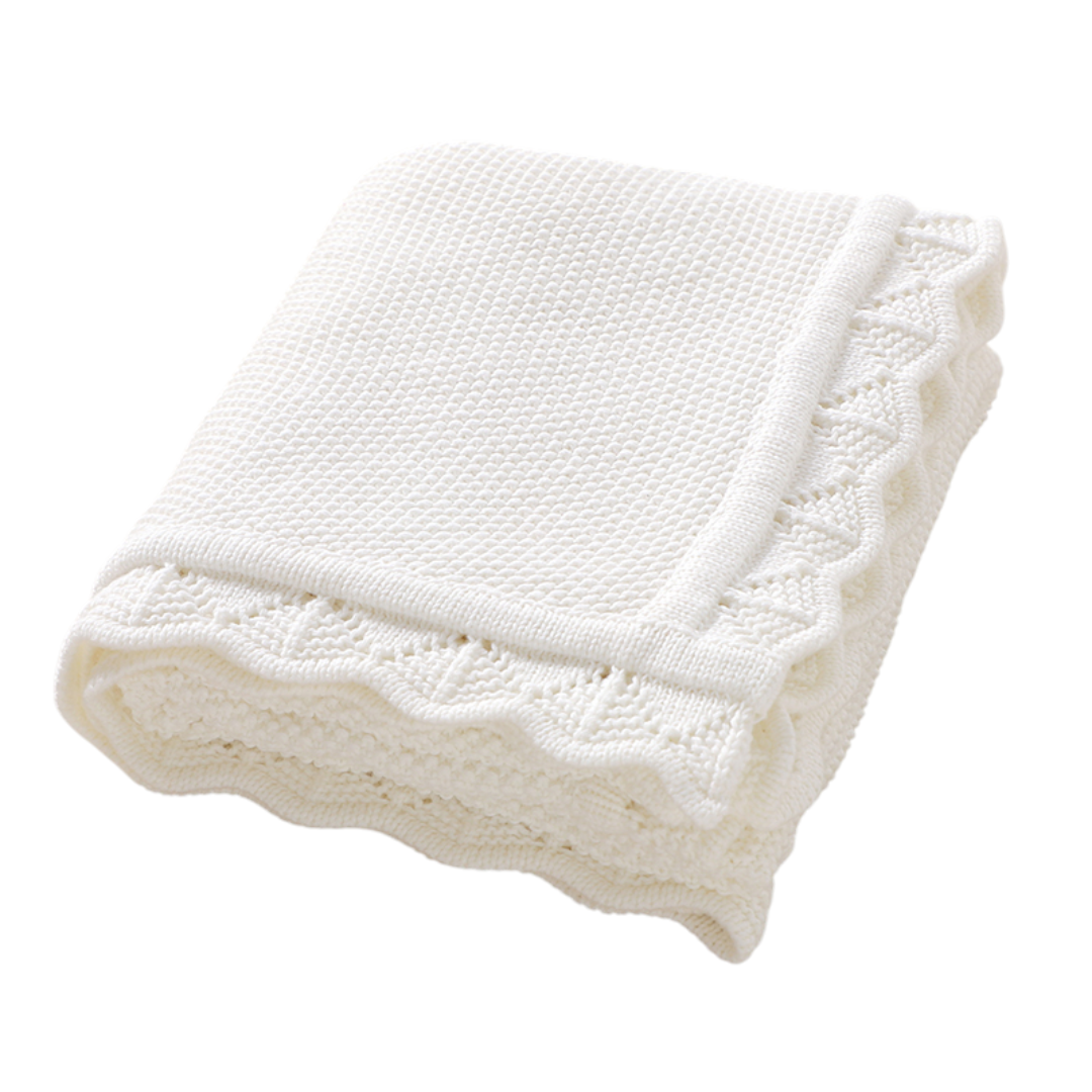Louna Textured Knit Baby Blanket - White