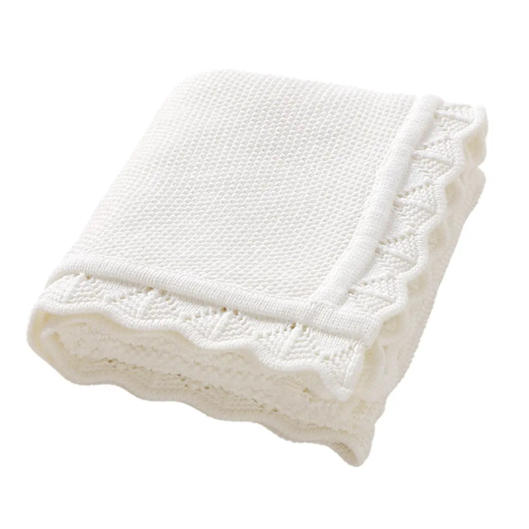Louna Textured Knit Baby Blanket - White ORELIE