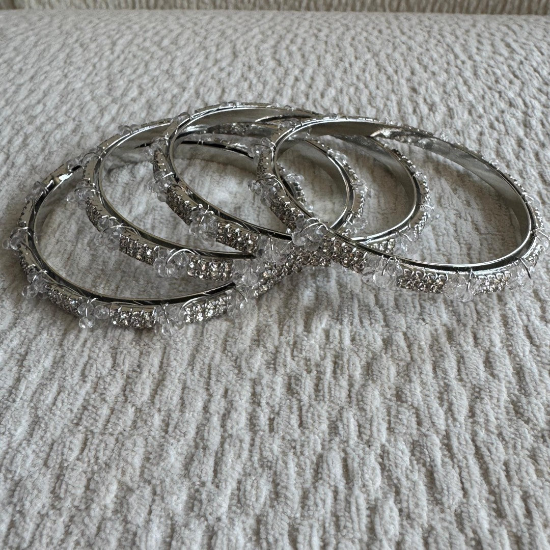Adults Silver Stone Bangles