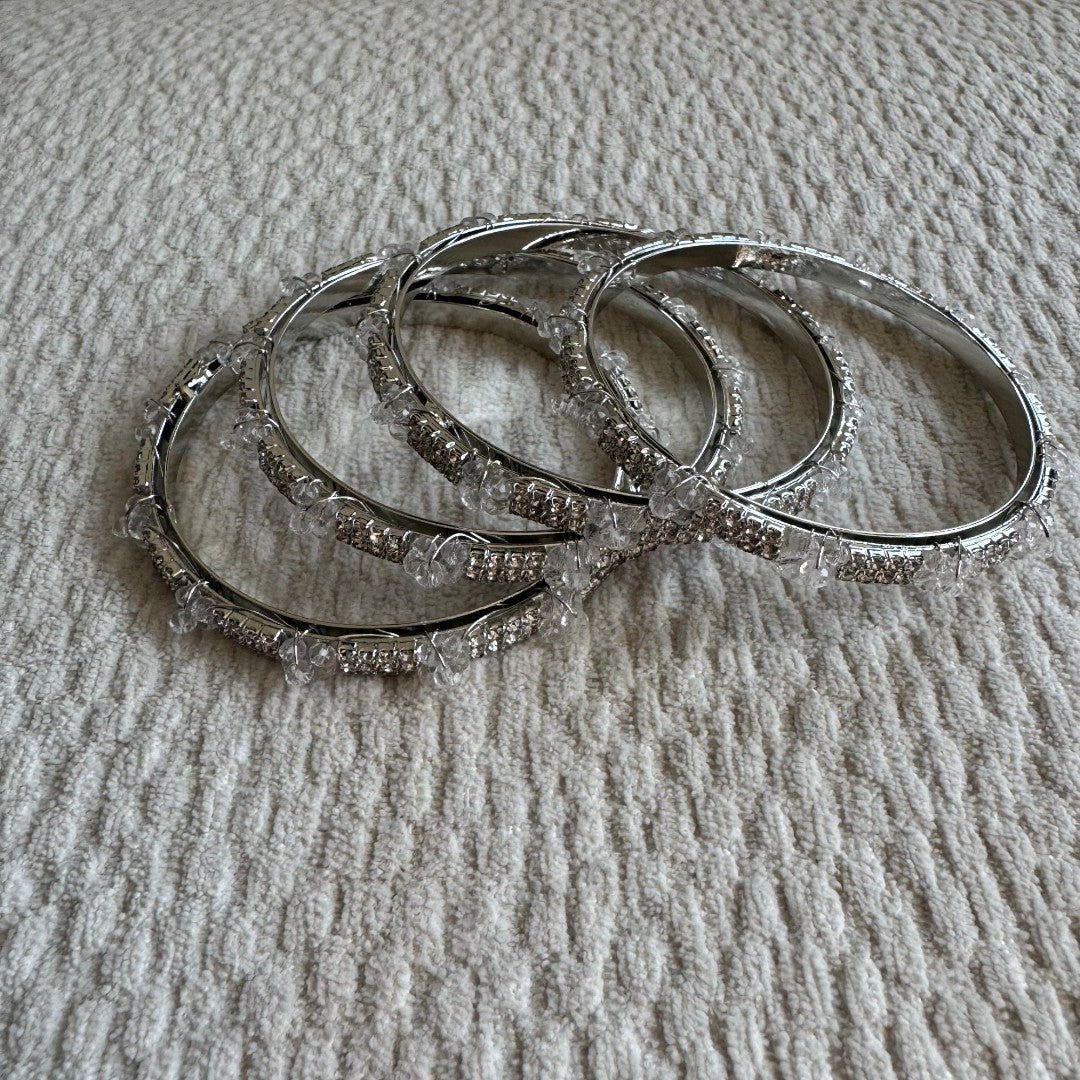 Adults Silver Stone Bangles