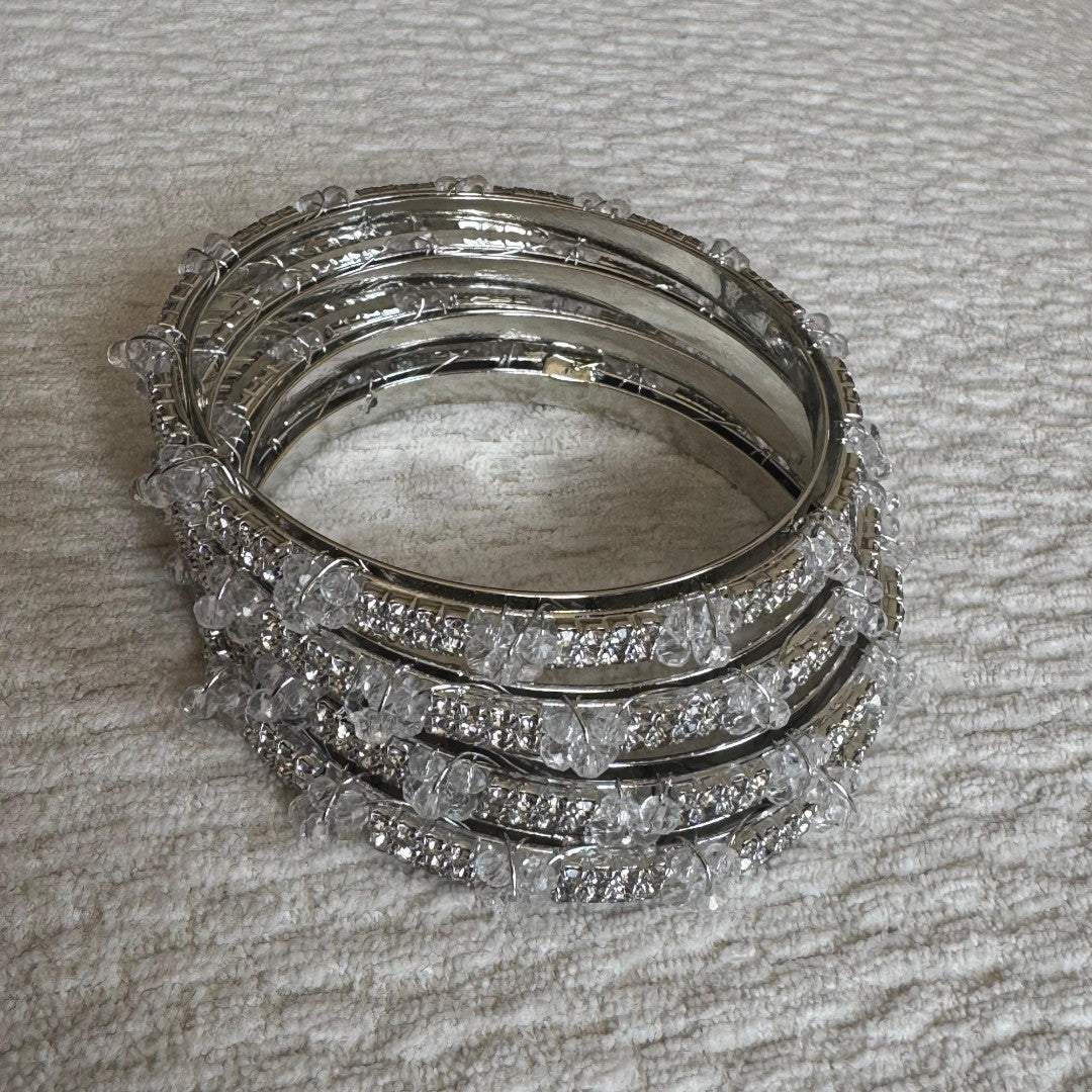 Adults Silver Stone Bangles