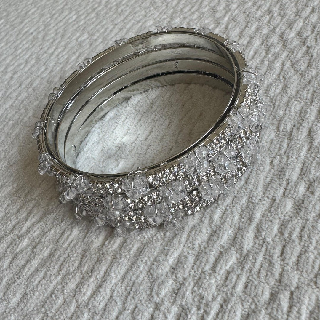 Adults Silver Stone Bangles
