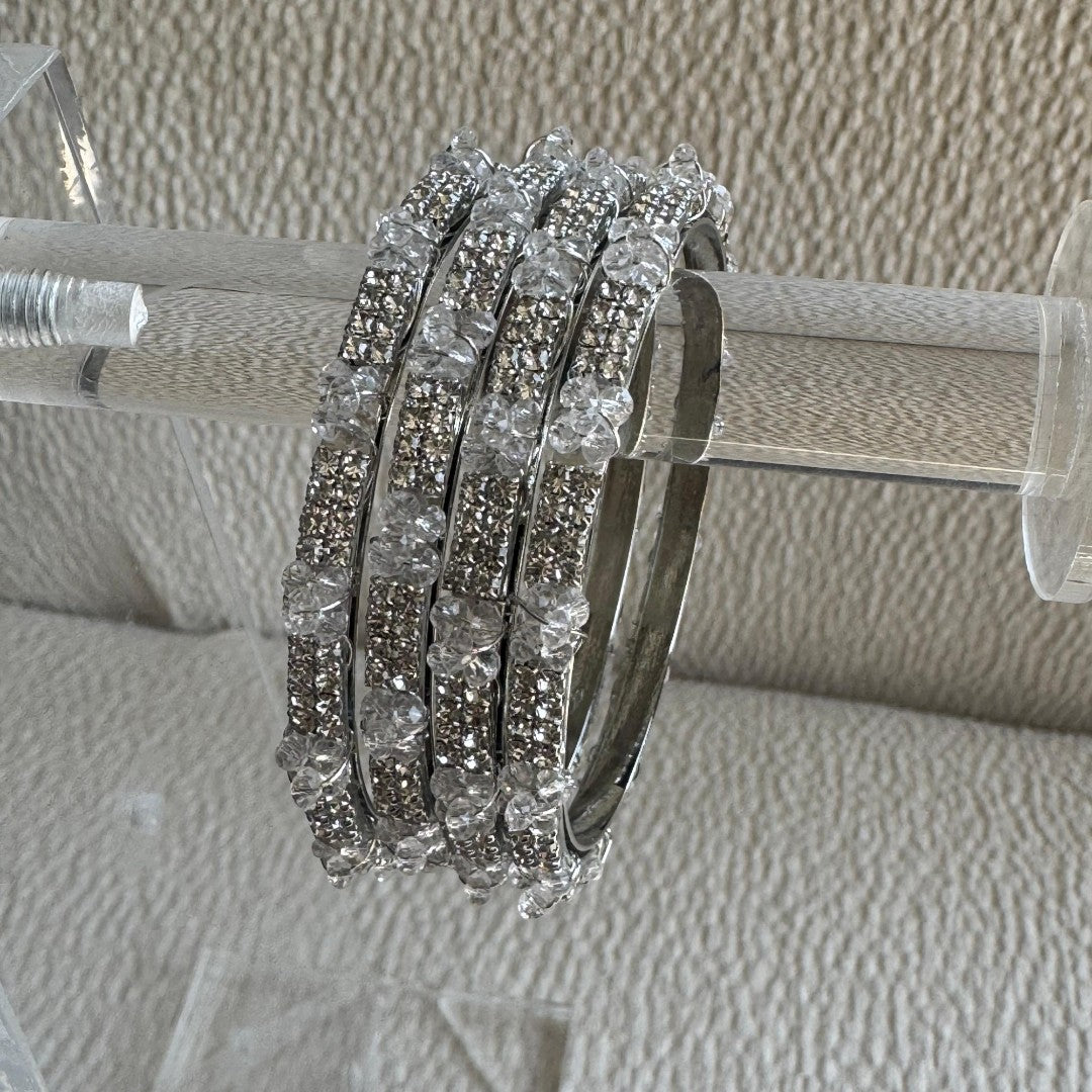 Adults Silver Stone Bangles