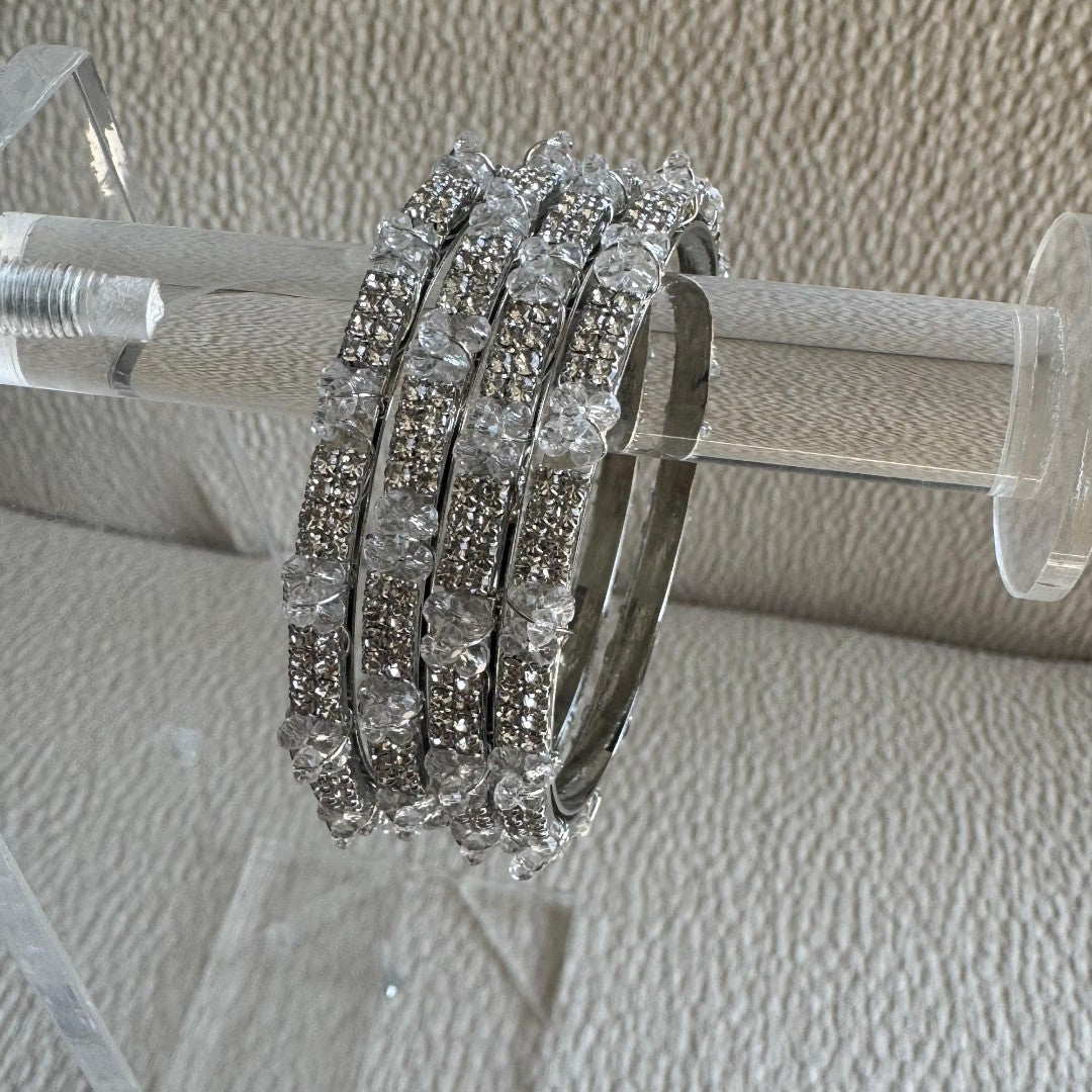 Adults Silver Stone Bangles