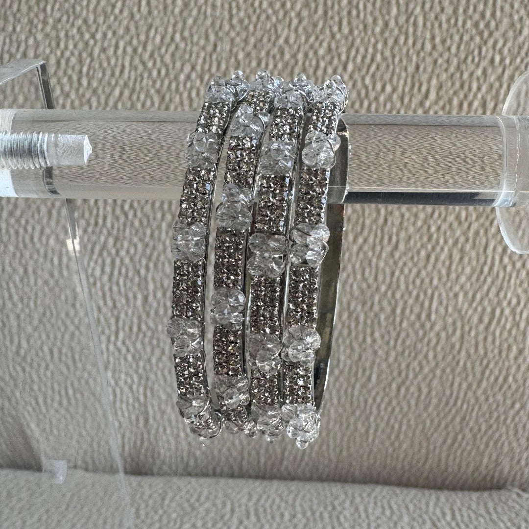 Adults Silver Stone Bangles