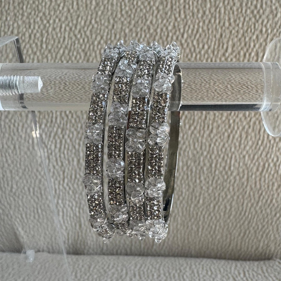 Adults Silver Stone Bangles